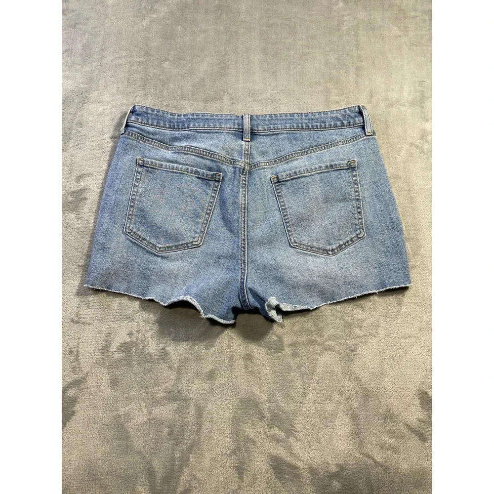 Old Navy Womens OG Straight Shorts 16 Blue High-Rise Raw Hem